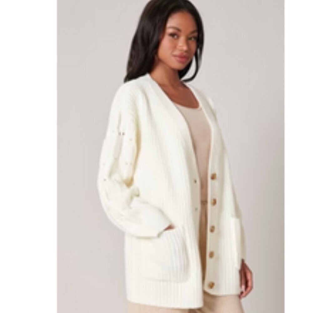 Sugarland Cable Knit Ribbed Long Sleeve Oversized Cardigan, by Sugar + Lips, M